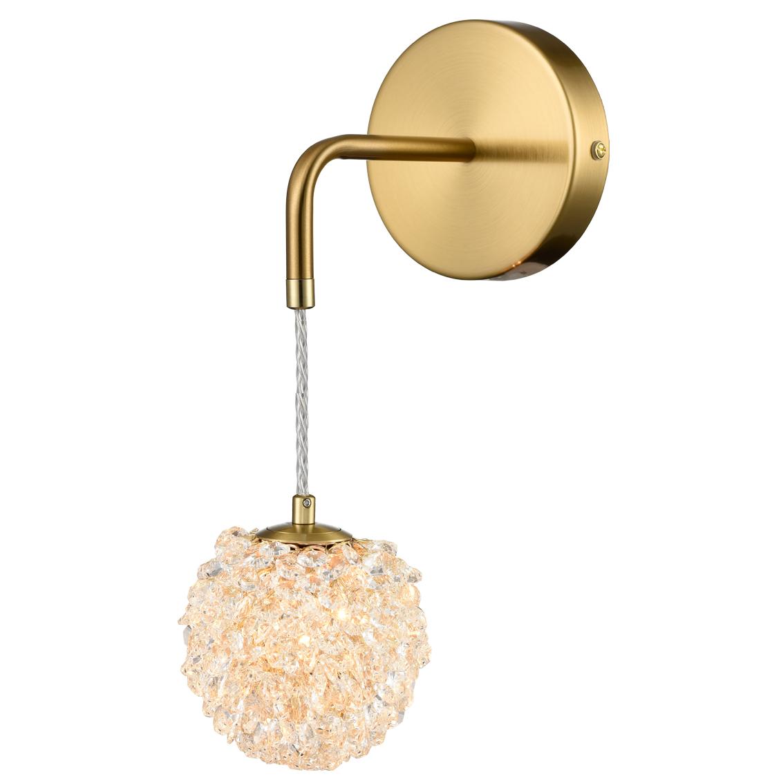 Modern Crstal Brushed Gold Wall Sconce Vanity Light Fixture