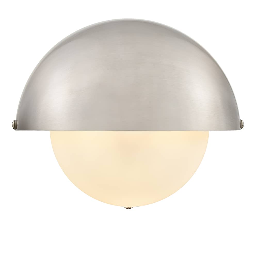 Modern Wall Sconce Brushed Nickel with Creamy Glass Shade