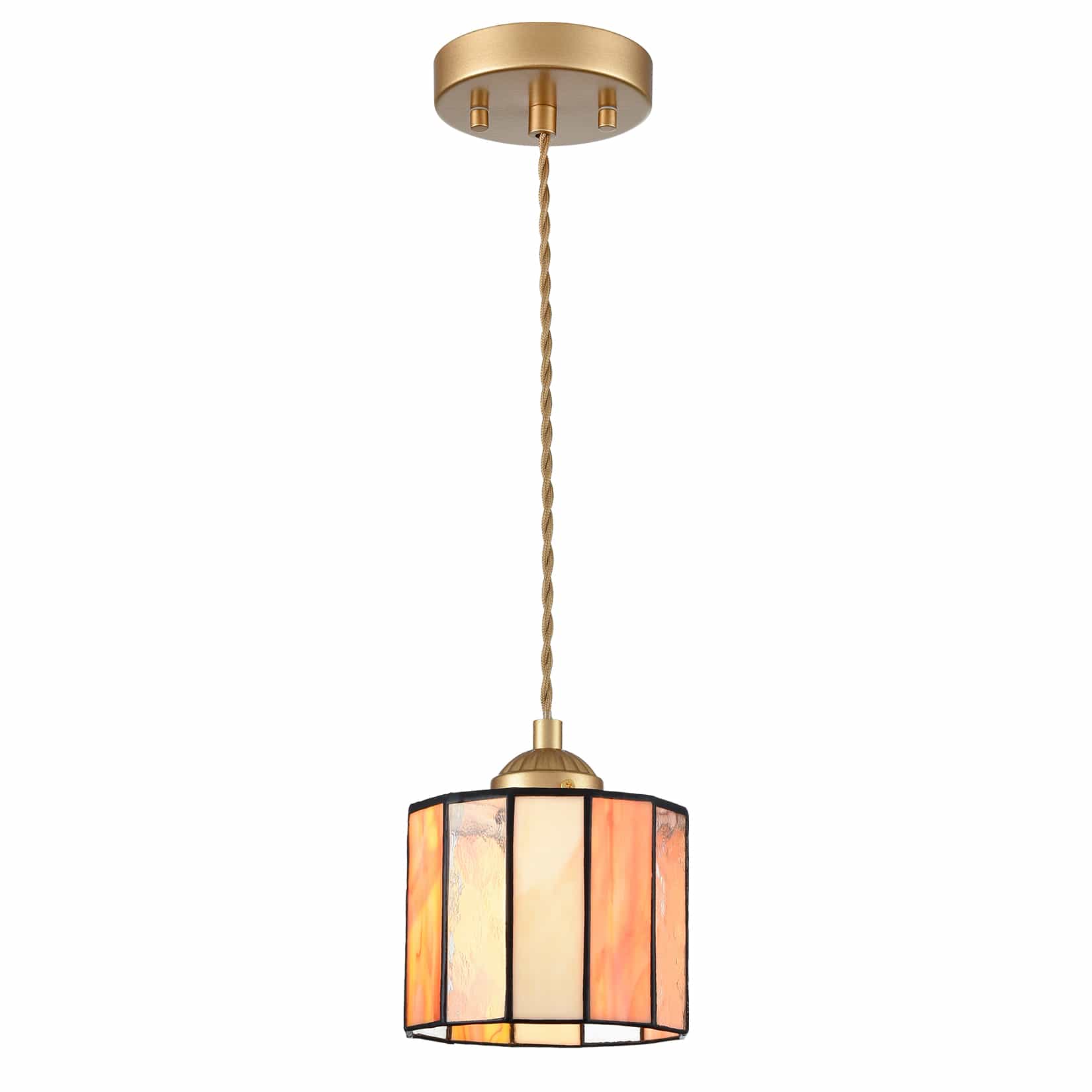 Tiffany Pendant Light Cylinder Stained Glass Hanging Lighting