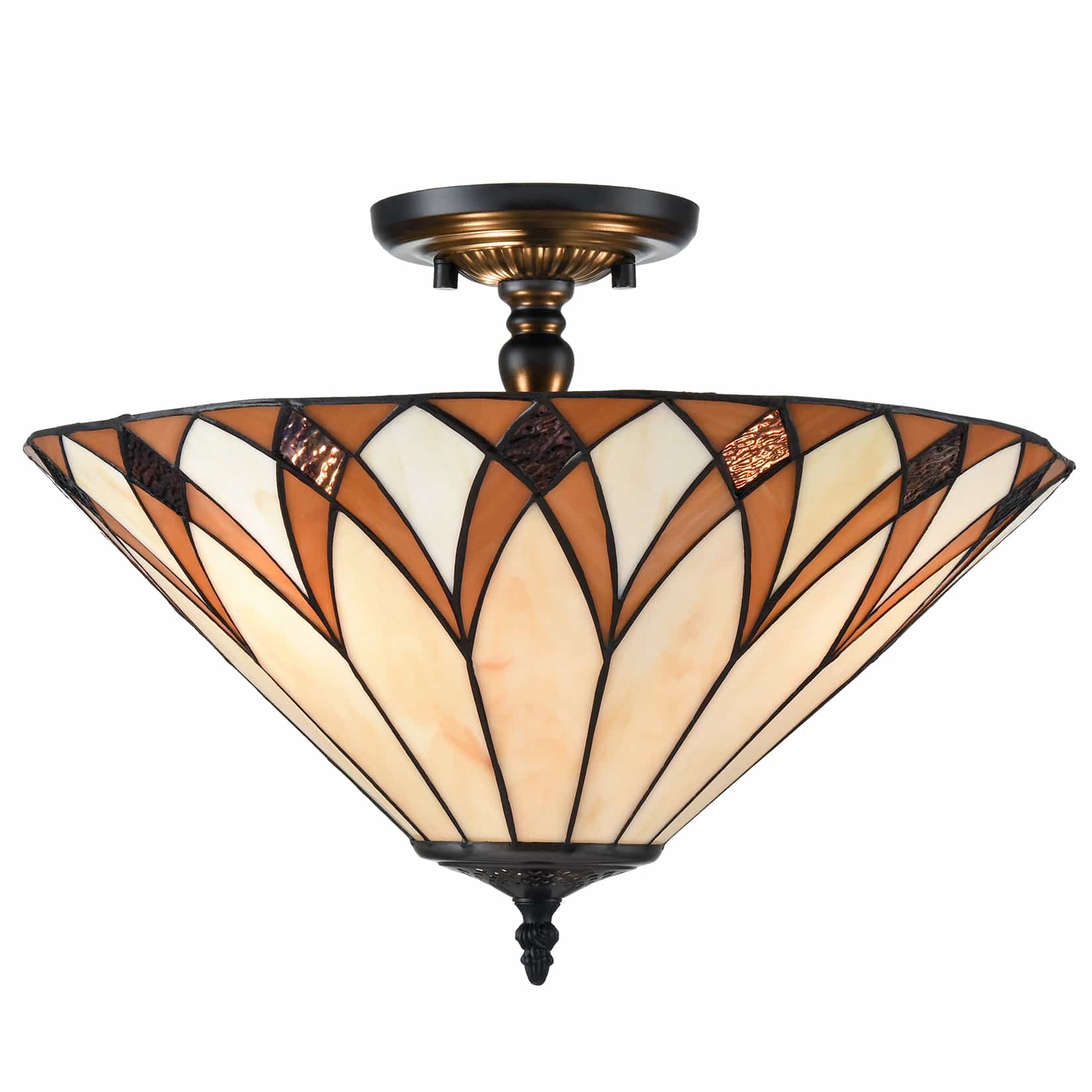 Tiffany Style Semi Flush Mount Ceiling Light 3-Light