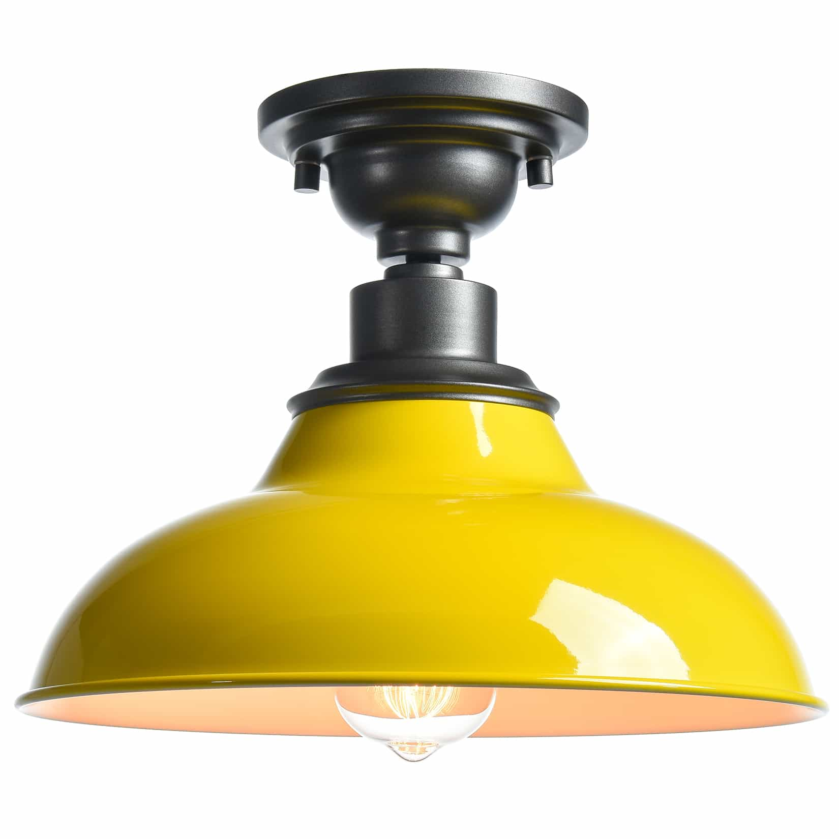 Farmhouse Ceiling Light Yellow Semi Flush Mount Lighting