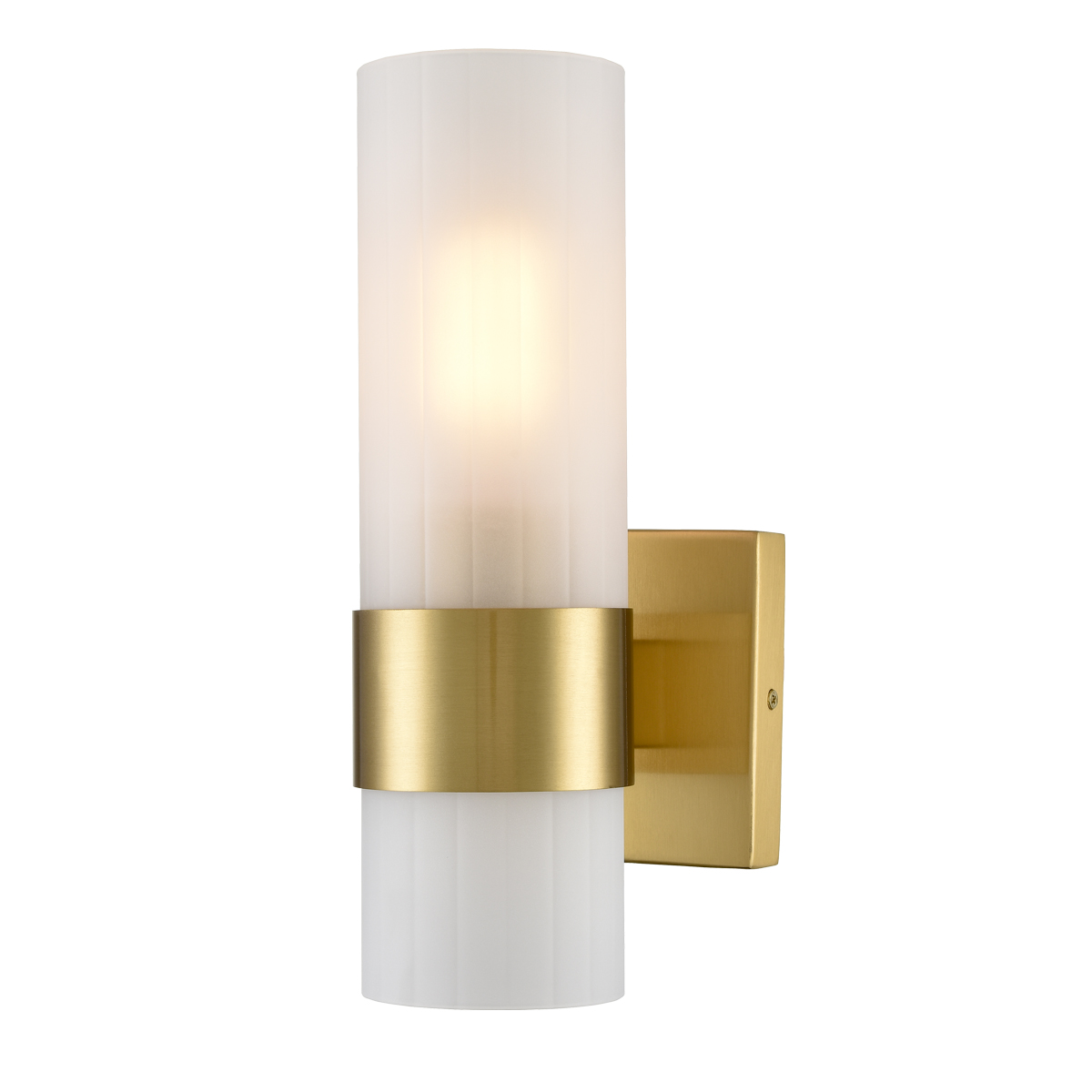 Modern Gold with Frosted Glass Cylinder Wall Sconce 1-Light Bathroom Bedroom Vanity Lights Fixture Over Mirror