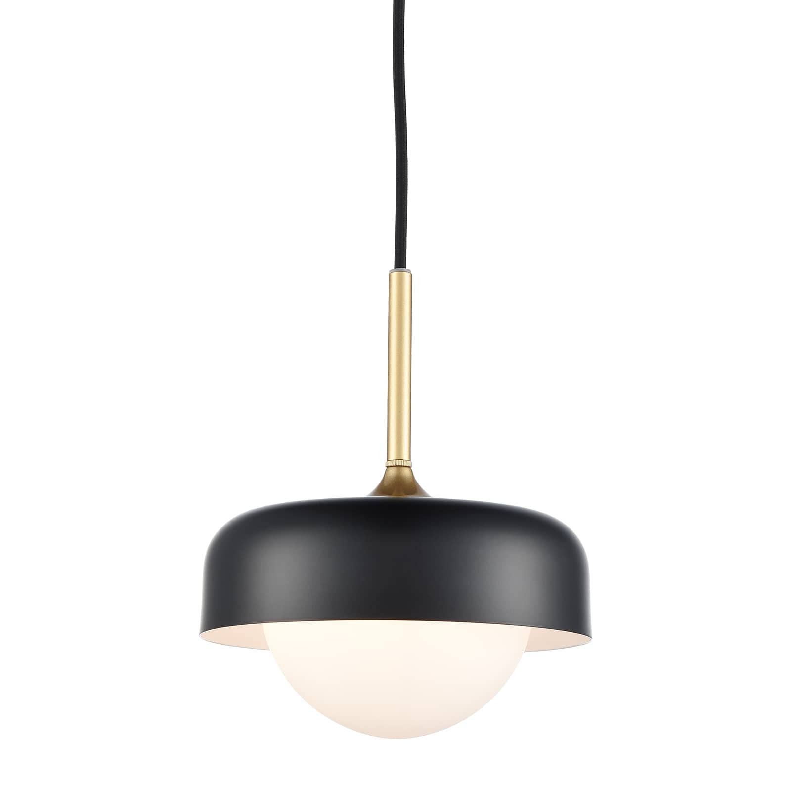 Industrial ModernBlack Barn Pendant Light with Glass Shade