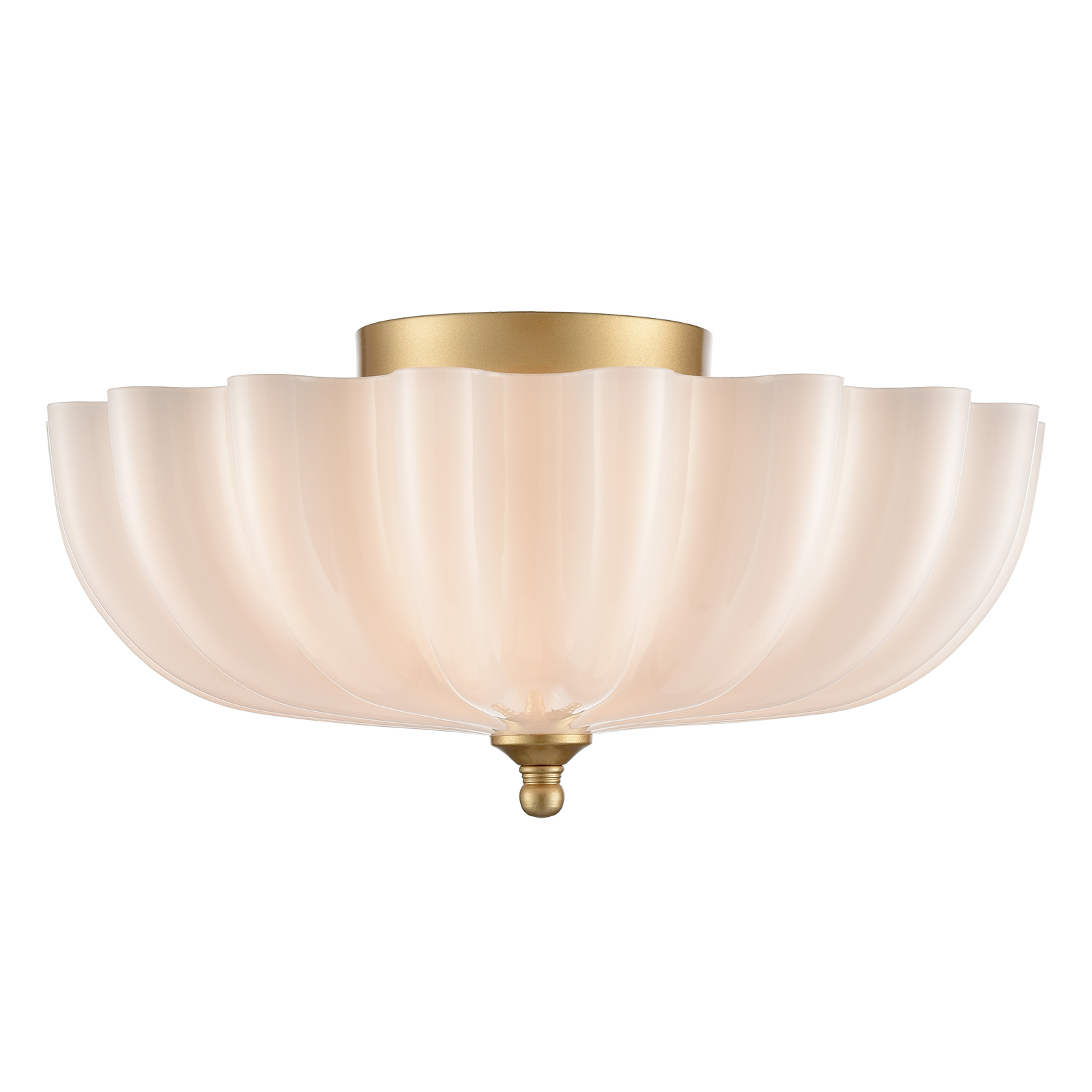 Gold 3-Light Ceiling Light Brass with 12 Inch Milk Glass