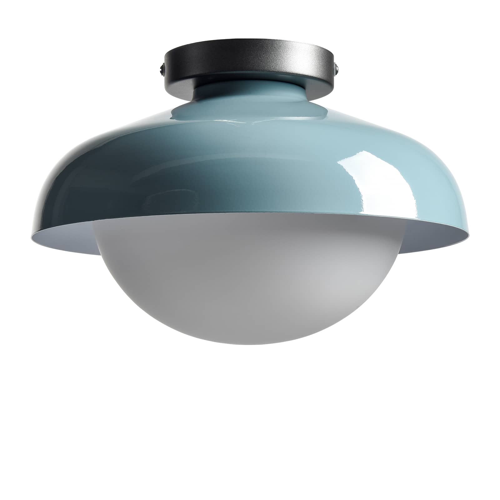 Modern Sea Green Barn Ceiling Light Fixture Opal Glass Shade