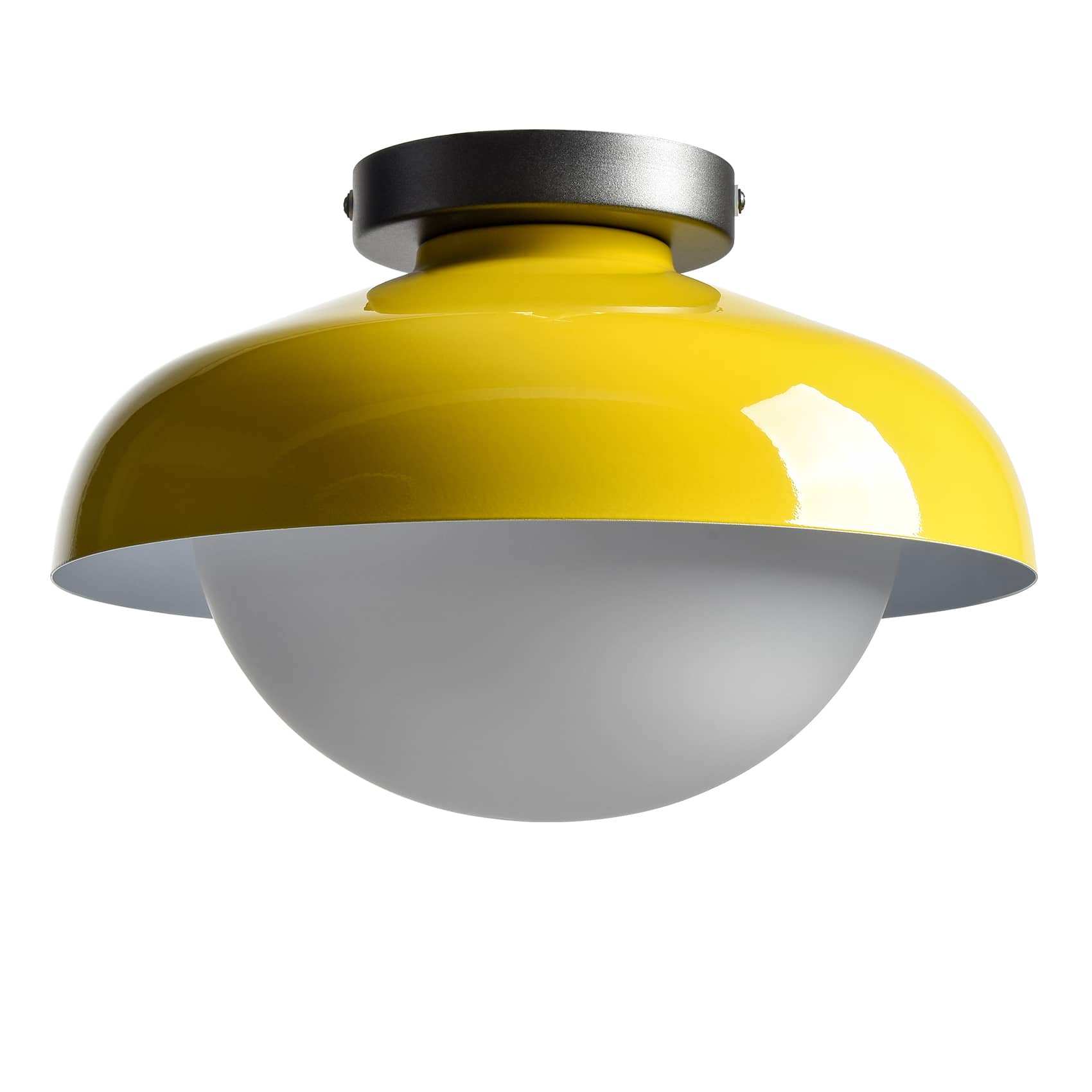 Modern Yellow Barn Ceiling Light Fixture Opal Glass Shade