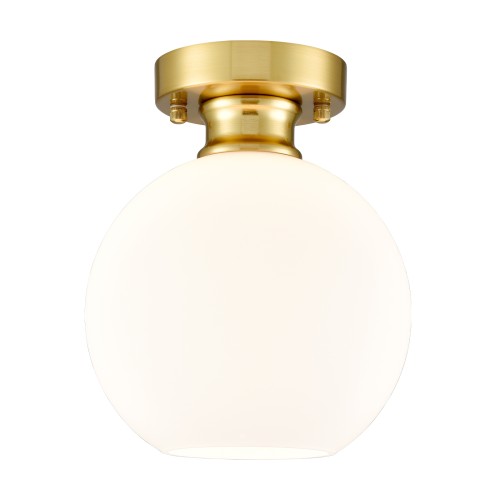 Gold Ceiling Light Fixture Flush Mount Light with Milk Opal Glass Shade