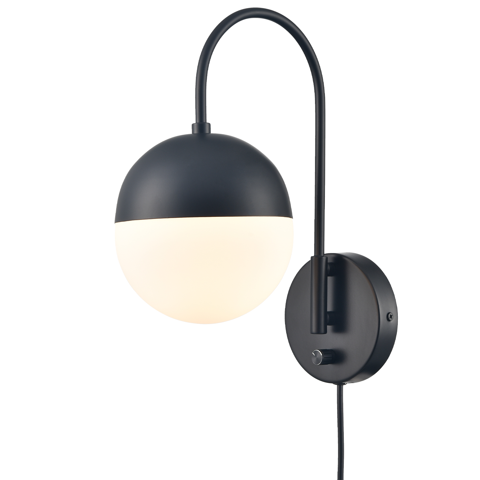 Modern Black Wall Lamp Plug in Wall Light Globe Wall Sconce