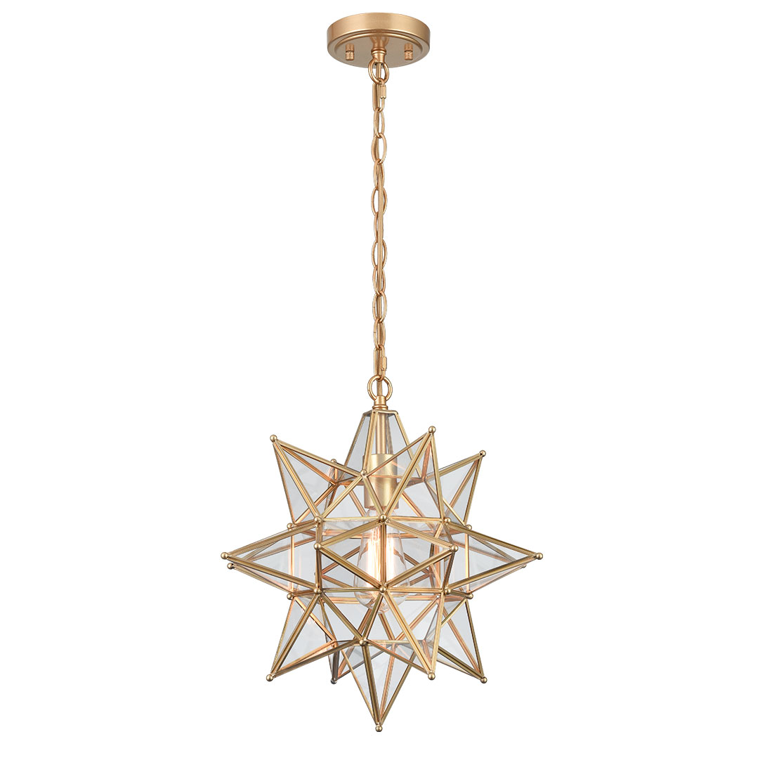 Modern Moravian Star Pendant Light Boho Gold Hanging Light 16 Inch