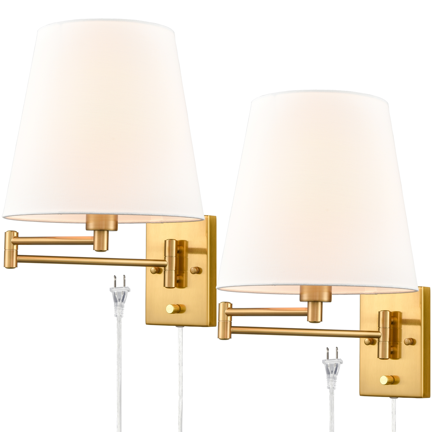 Beige Wall Sconces Set of Two Plug-in Wall Lamp Swing Arm Wall Lights