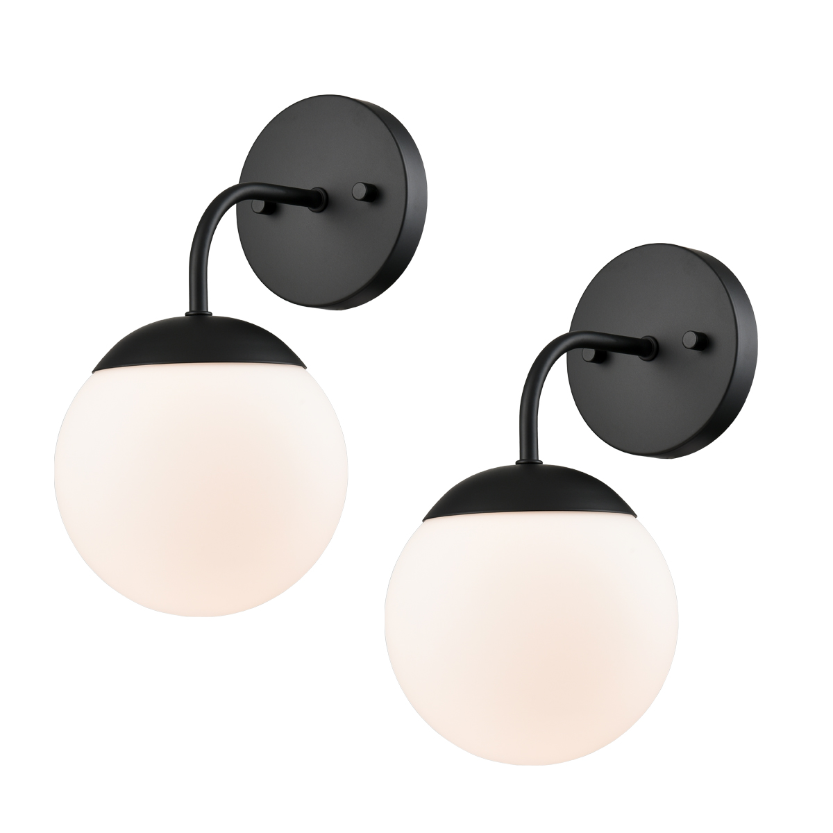 Black Mid Century Modern Wall Light for Bathroom Vanity Light Set of 2