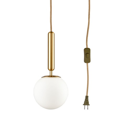 Modern Gold Plug in Pendant Lighting with Switch Cord 6 Inch