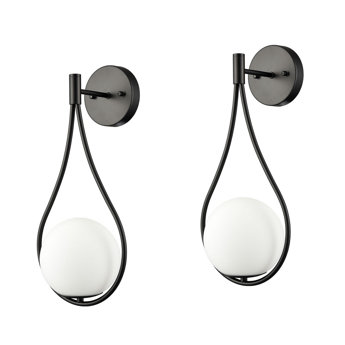 Modern Wall Sconce Milk Globe Light  Black