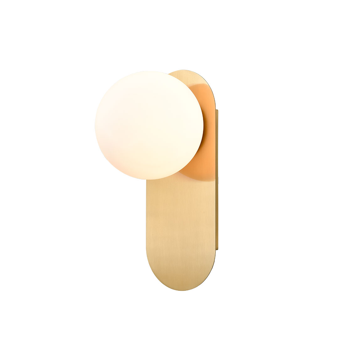 Modern Brass Globe Wall Light Sconce with Opal Glass Shade