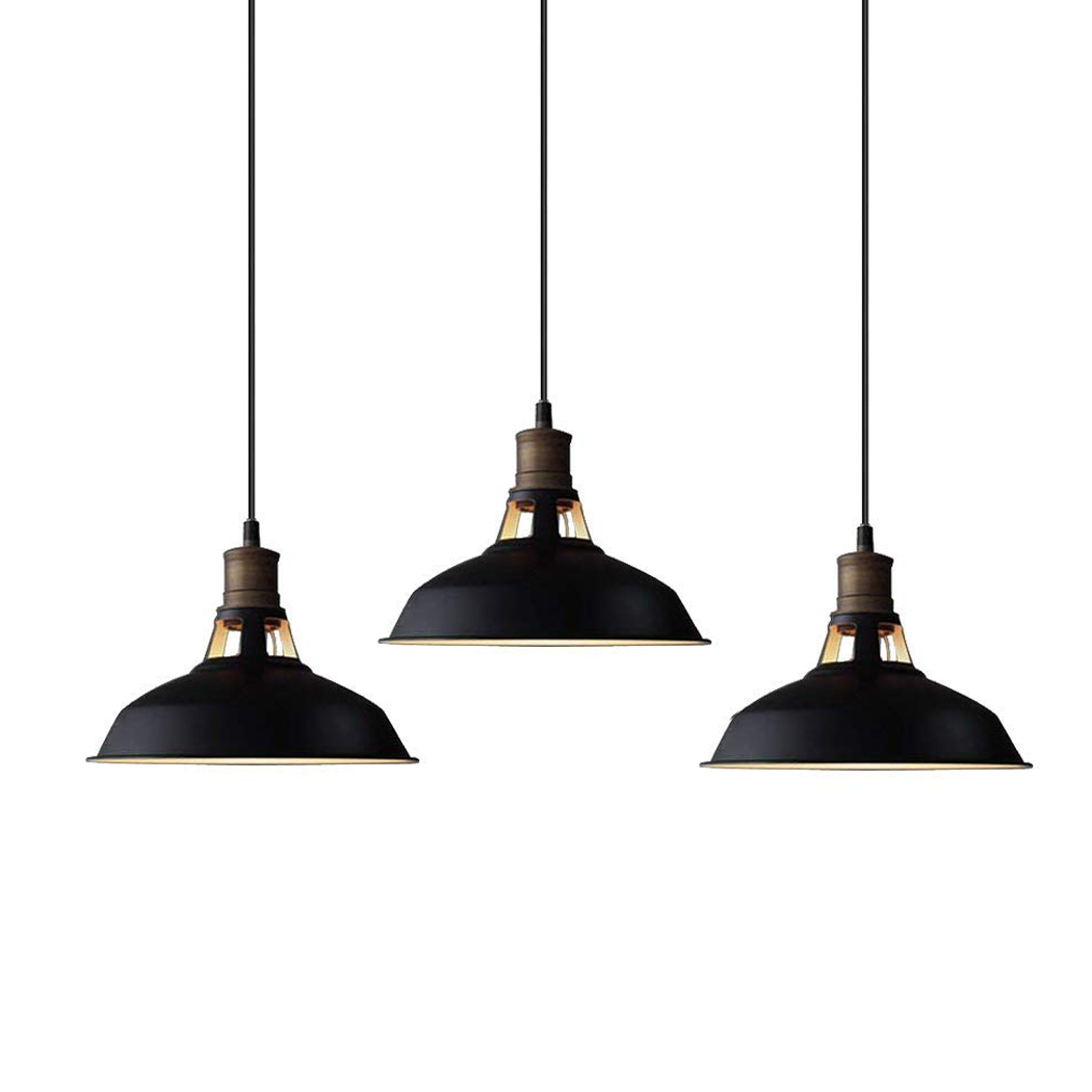 Industrial Black Barn Pendant Loft Light Fixture 3 Pack