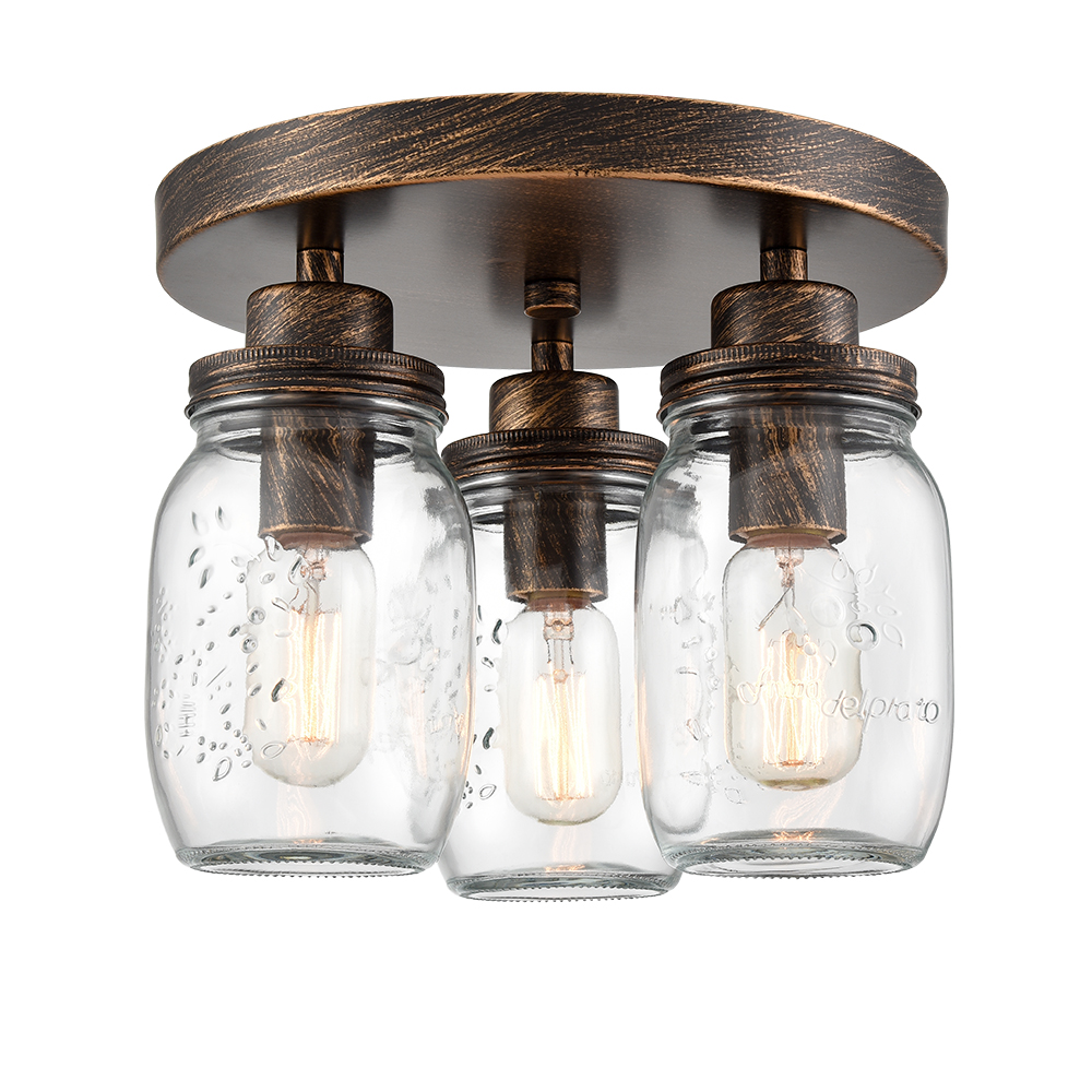 3-Light Mason Jar Ceiling Light Farmhouse Ceiling Light Fixture