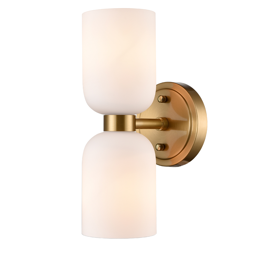 Modern Gold Wall Sconce with Milky Glass Shades Dimmable