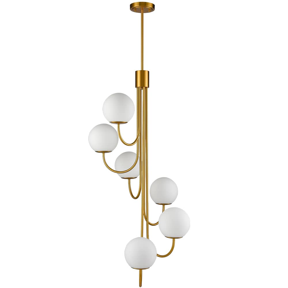 Modern Gold Chandelier Spiral Glass Globe Chandelier