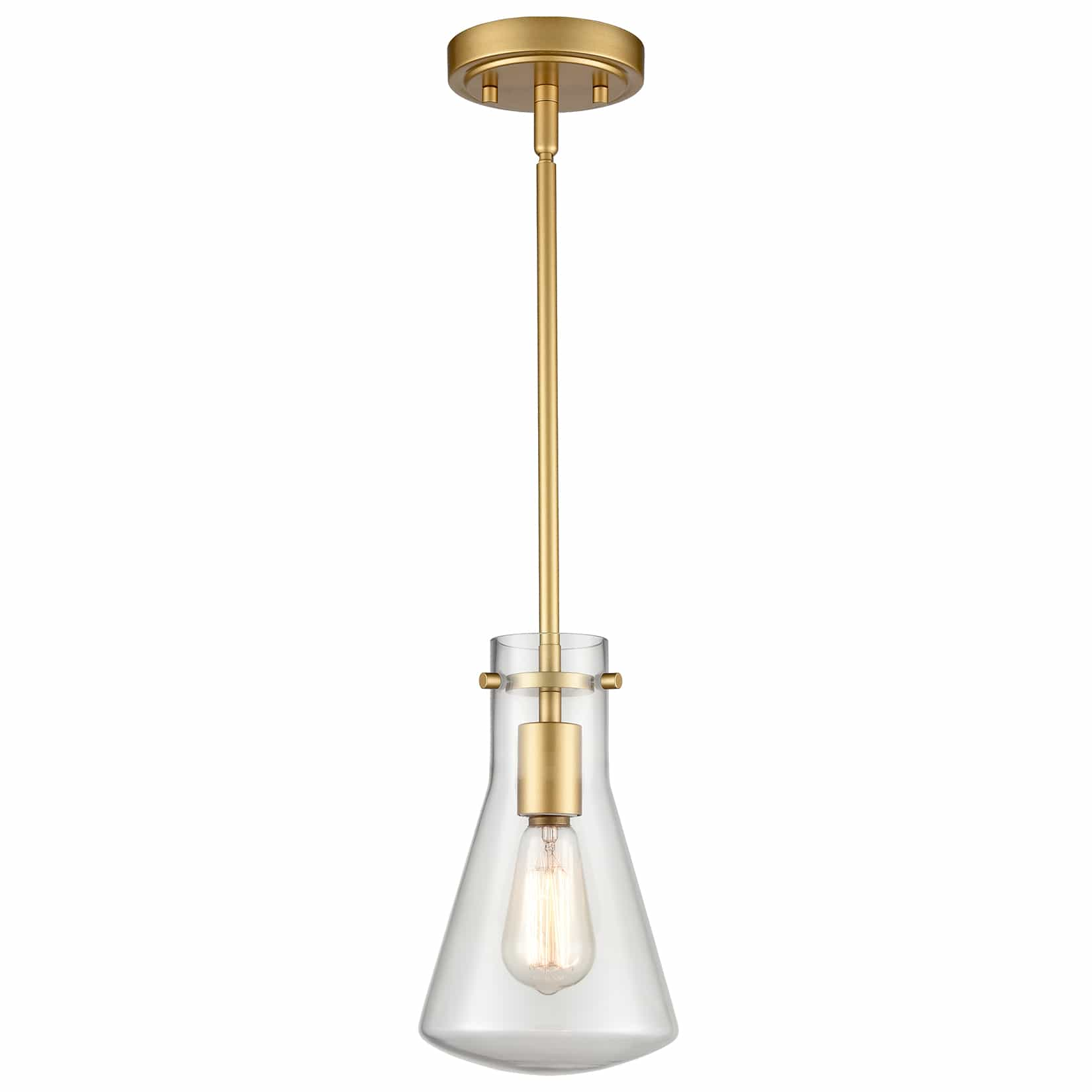 Modern Gold Pendant Light with Clear Glass Shade