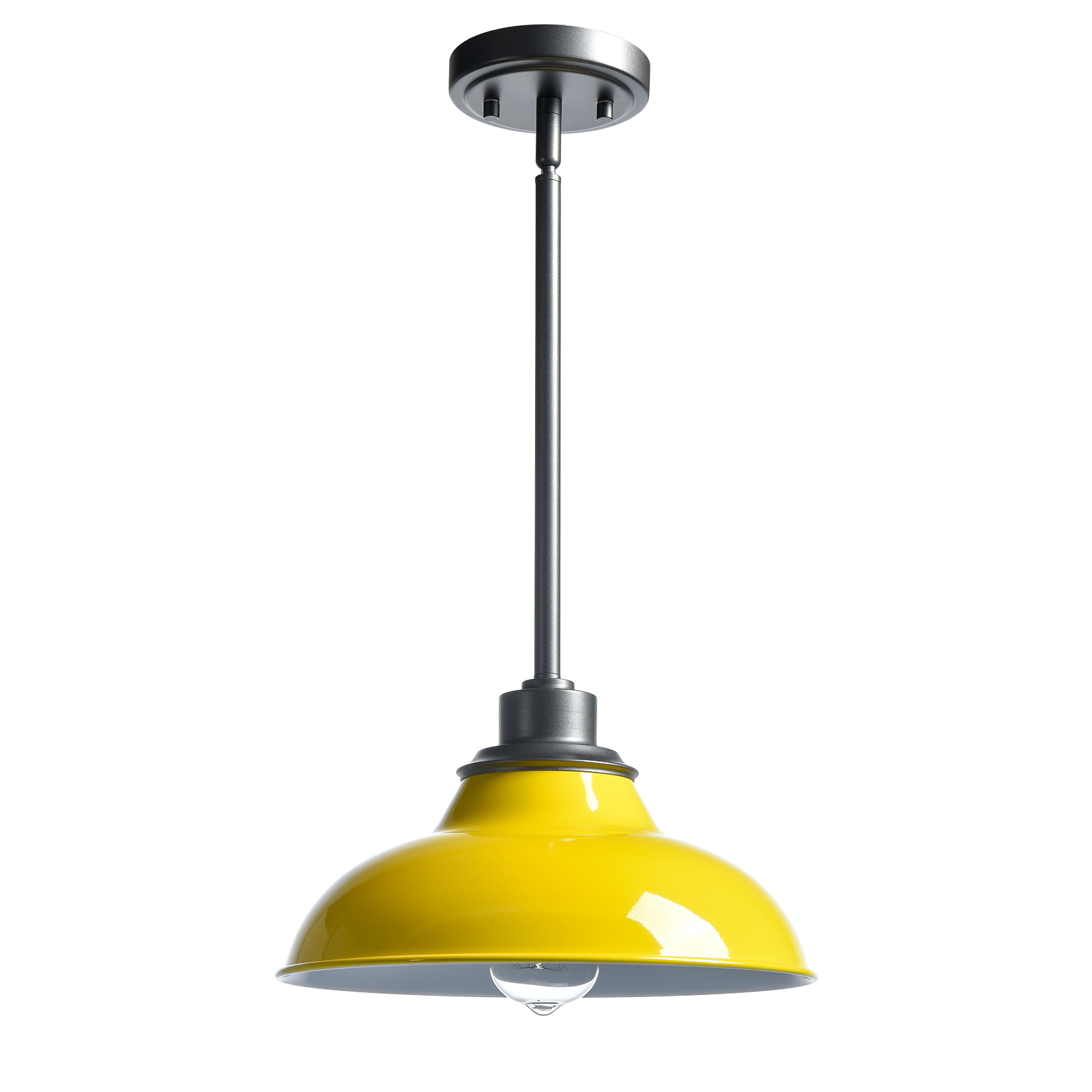 Yellow Pendant Light Fixture Dome Kitchen Islands Hanging Light Metal Rod