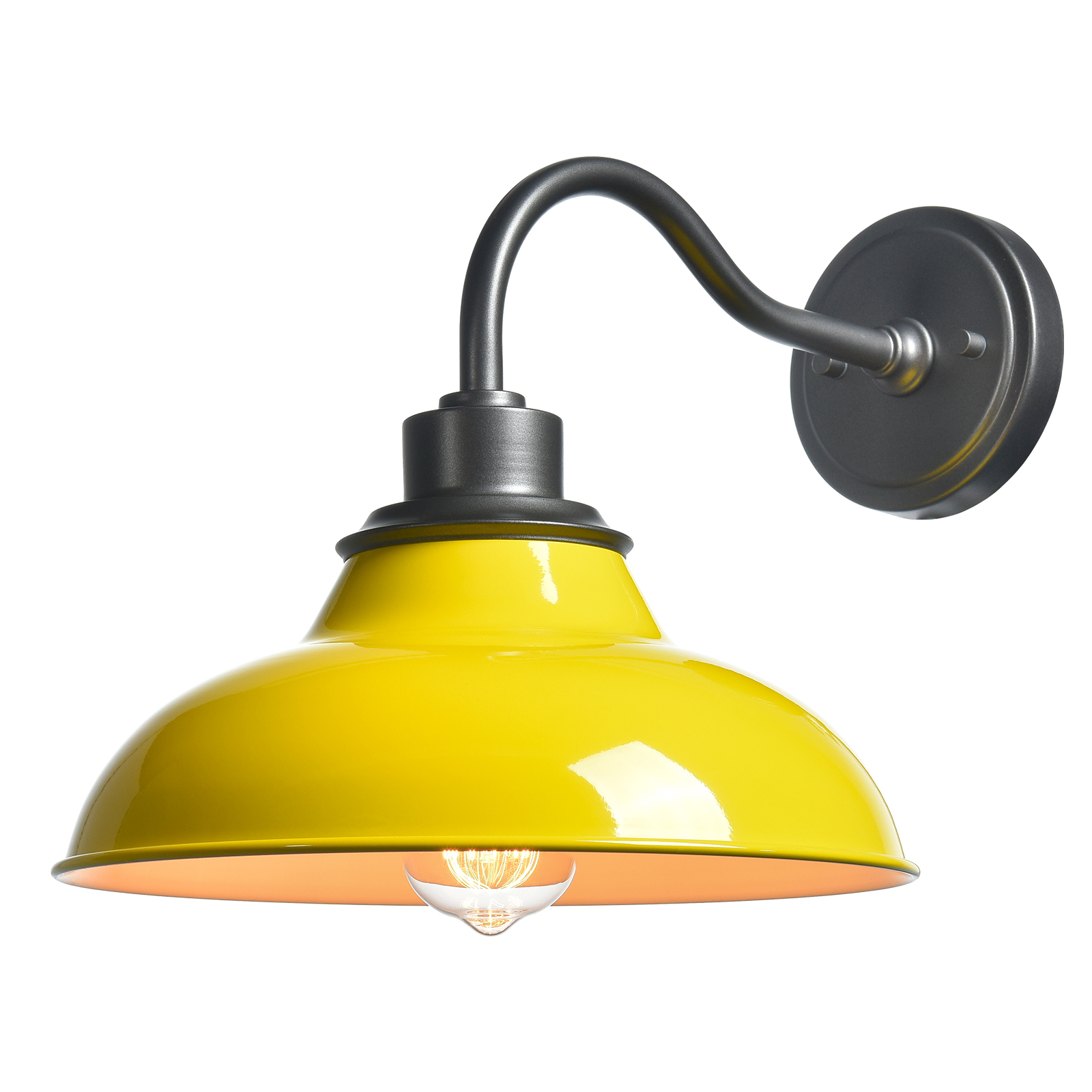 Yellow Gooseneck Wall Sconce Modern Barn Light