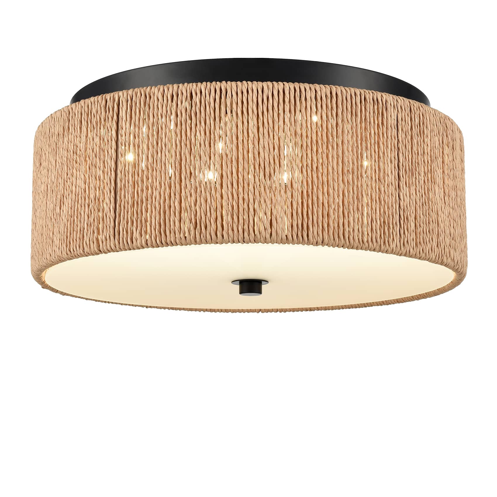 LED Flush Mount Ceiling Light Brown Paper Twine Shade