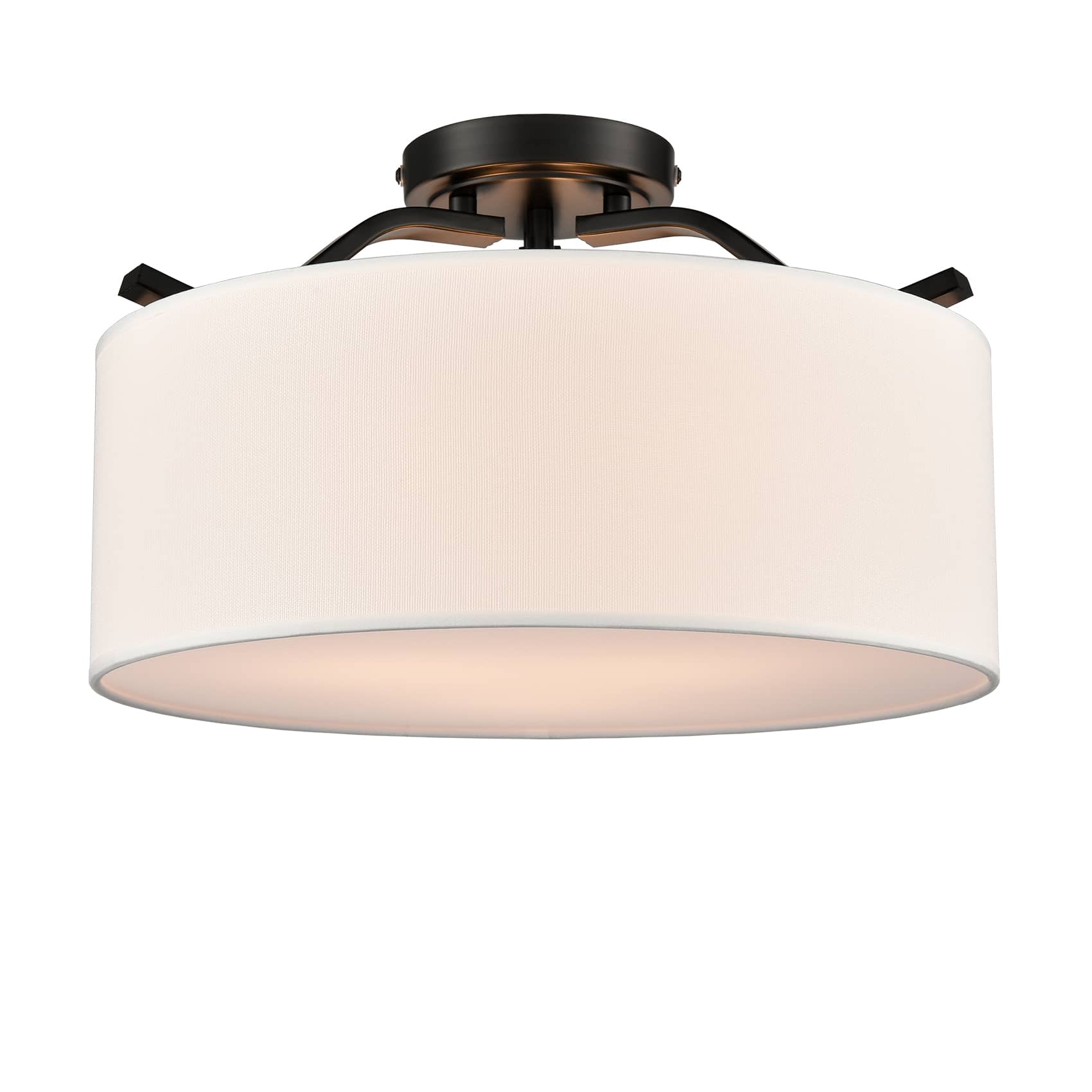 Modern Farmhouse Ceiling Light with Drum Linen Shade Black