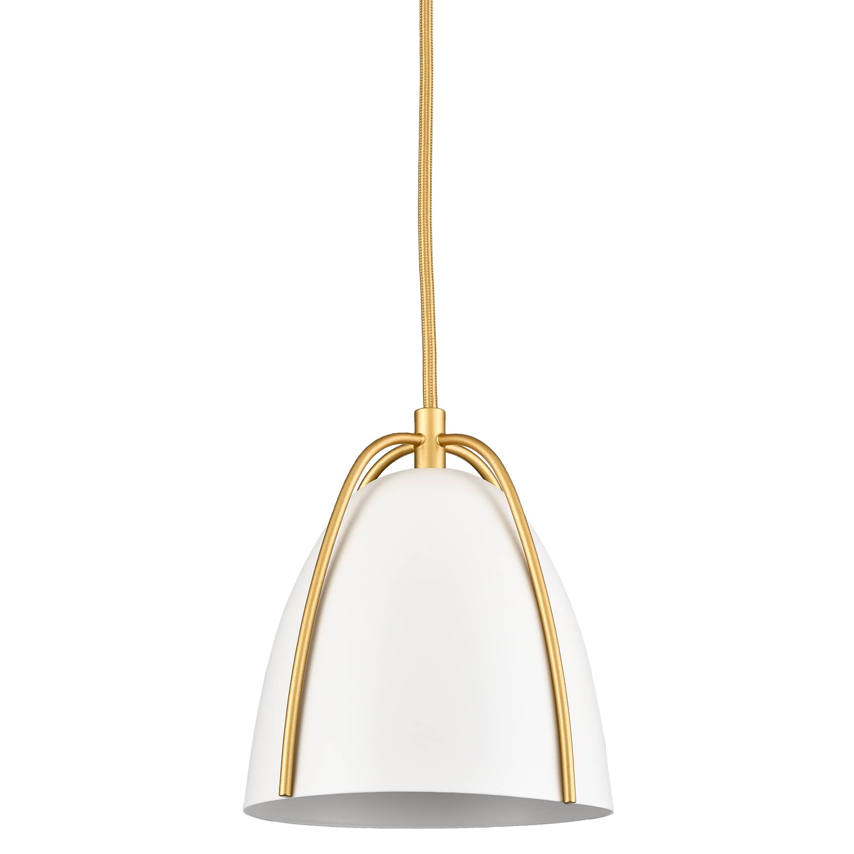 Modern Gold Kitchen Island Pendant Light White Bell Shade