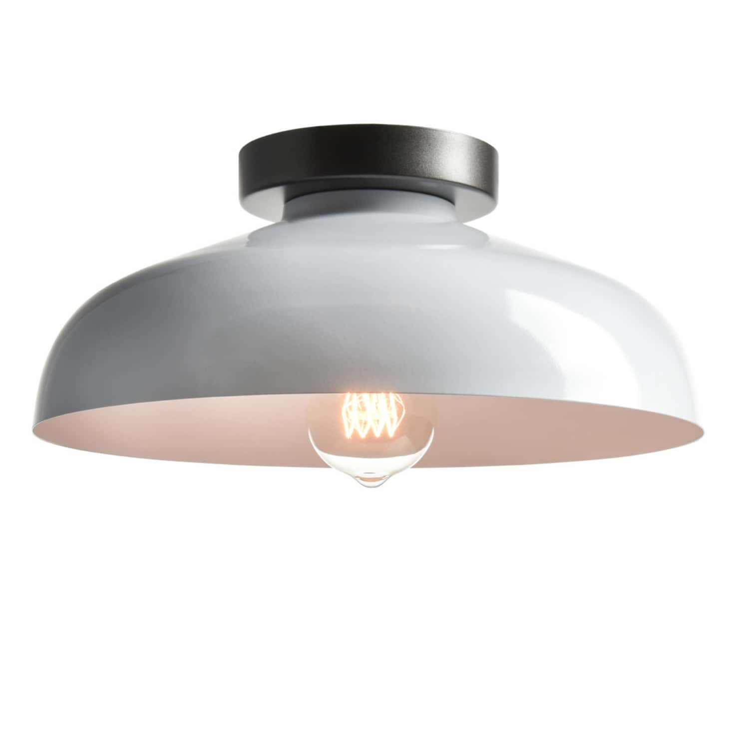 Industrial Ceiling Light with 12-Inch Metal Shade,White