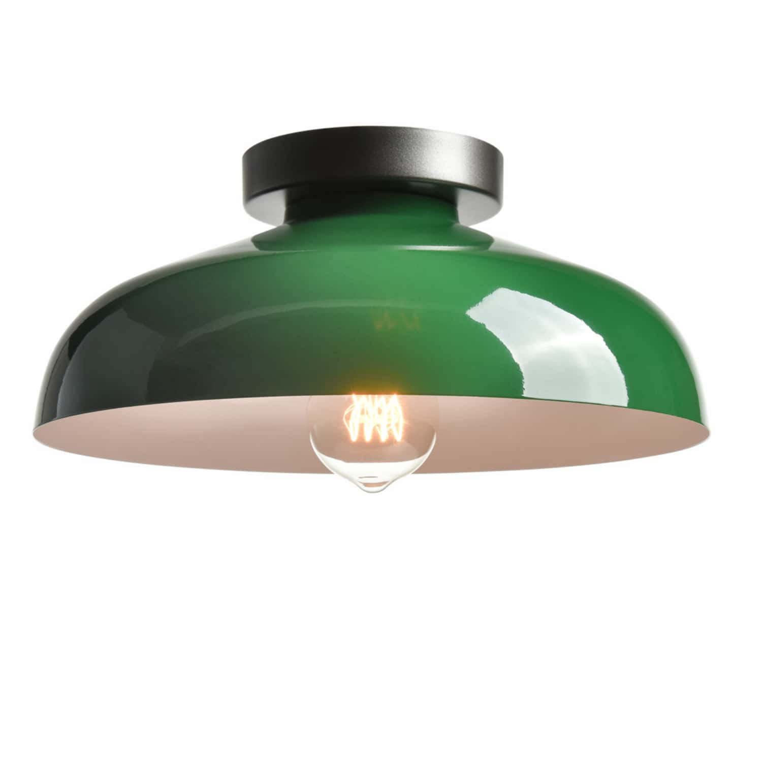 Industrial Ceiling Light with 12-Inch Metal Shade,Green