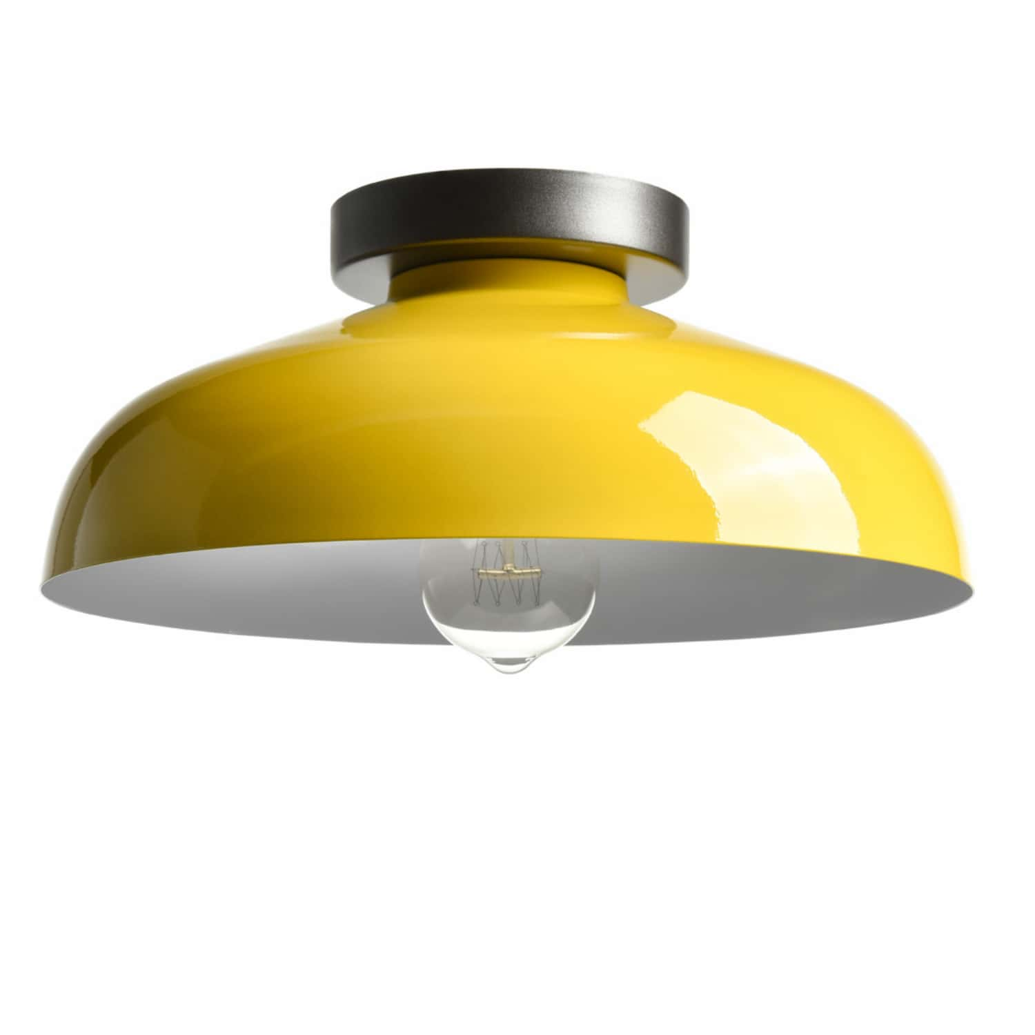 Industrial Ceiling Light with 12-Inch Metal Shade,Yellow