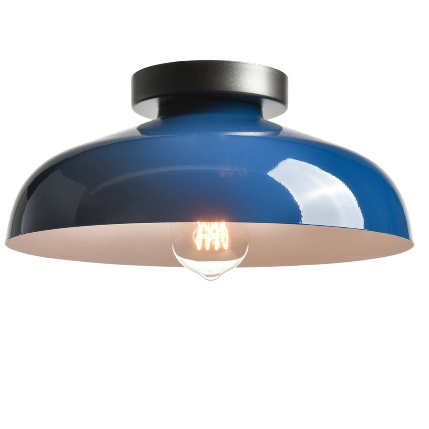 Industrial Ceiling Light with 12-Inch Metal Shade,Blue