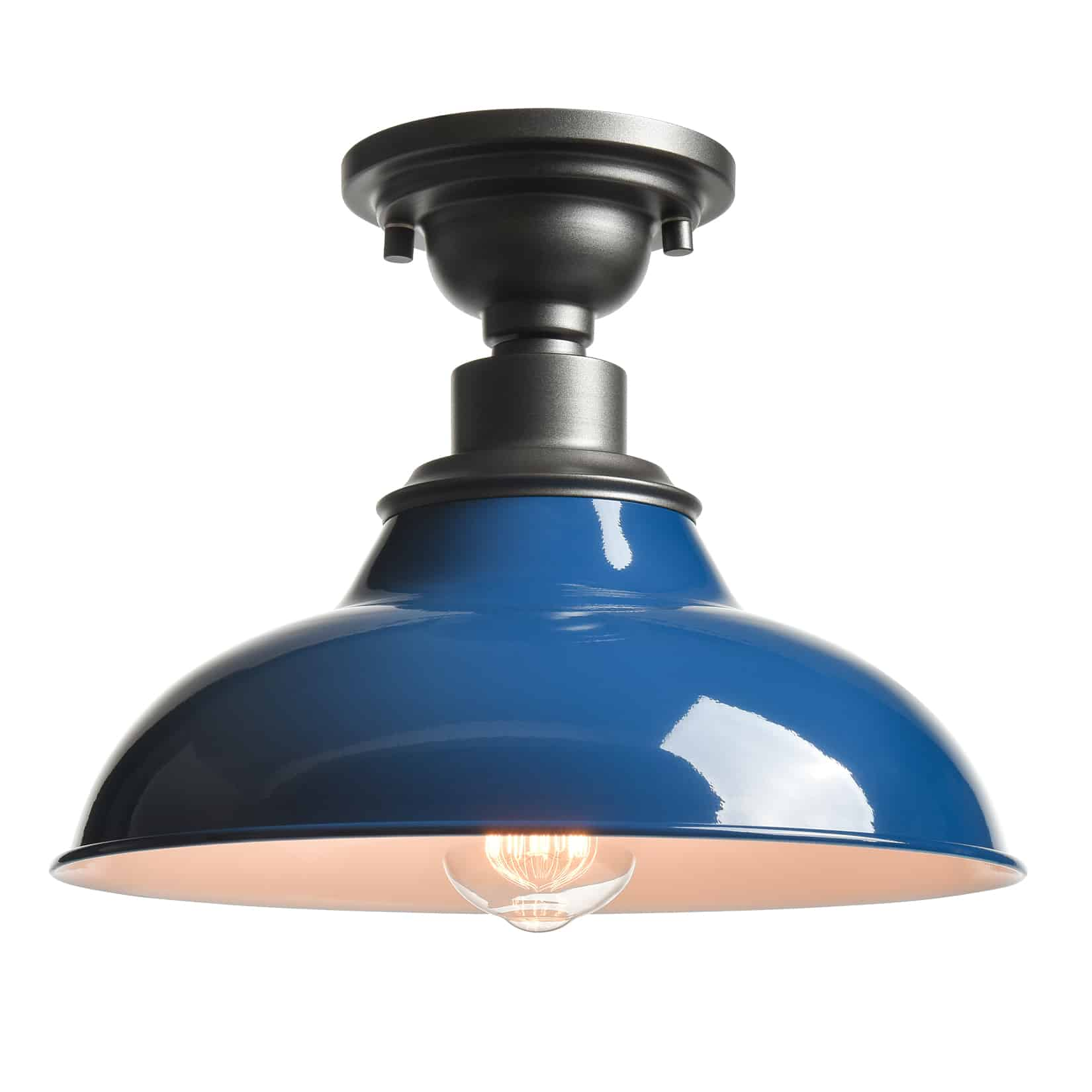 Dark Blue Semi Flush Mount Barn Ceiling Light Fixture