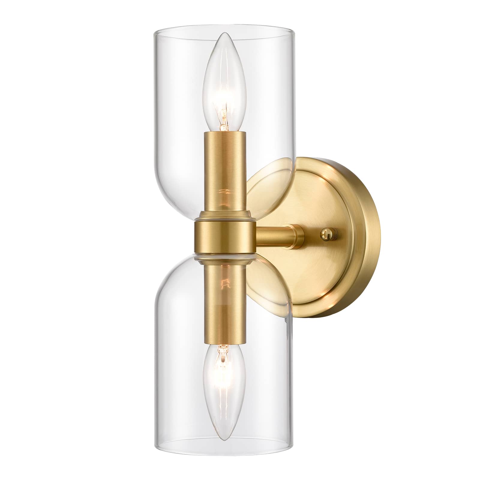 Modern Gold Wall Sconce with Clear Glass Shades Dimmable