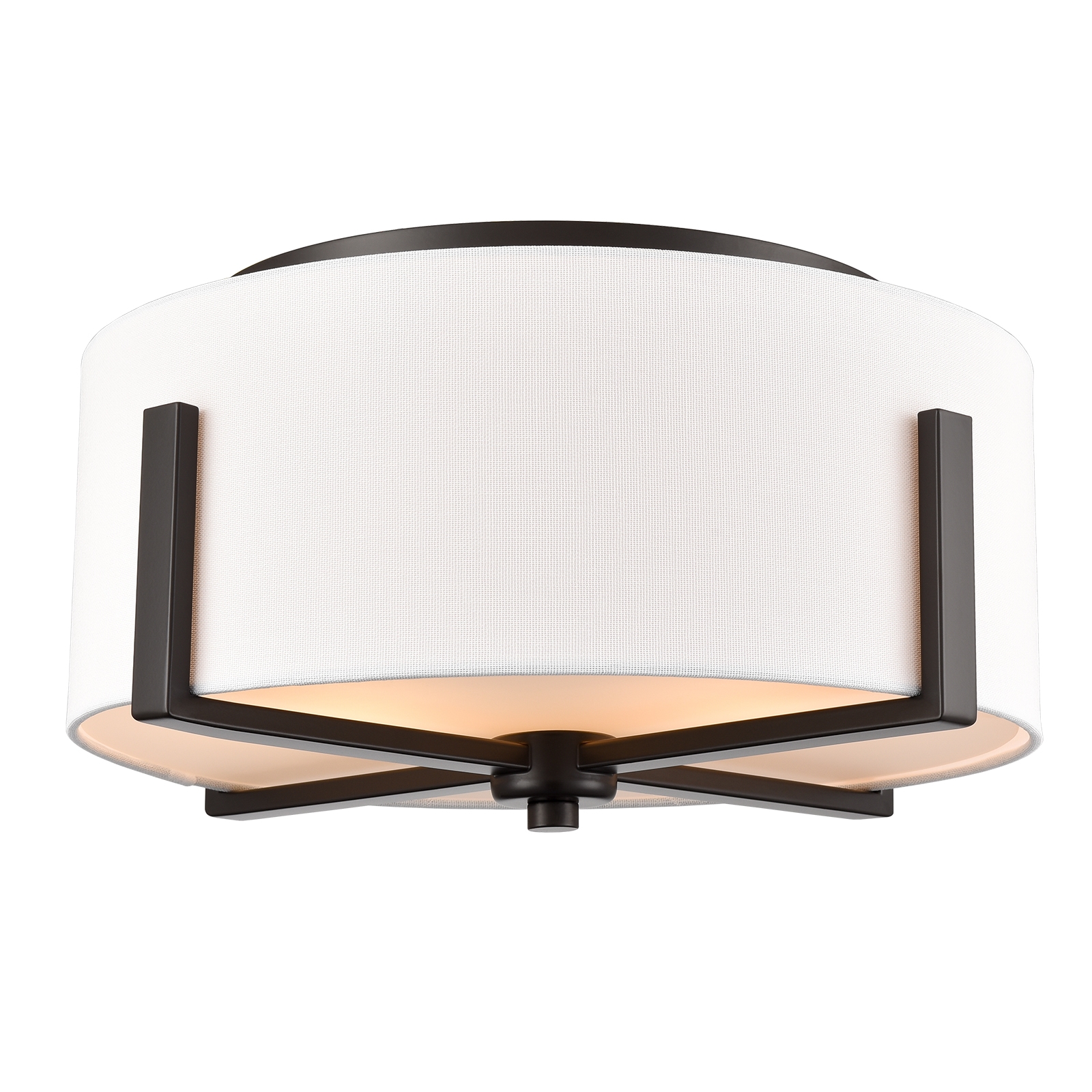 Oil rubbed bronze Flush Mount Ceiling Light Drum White Fabric Shade