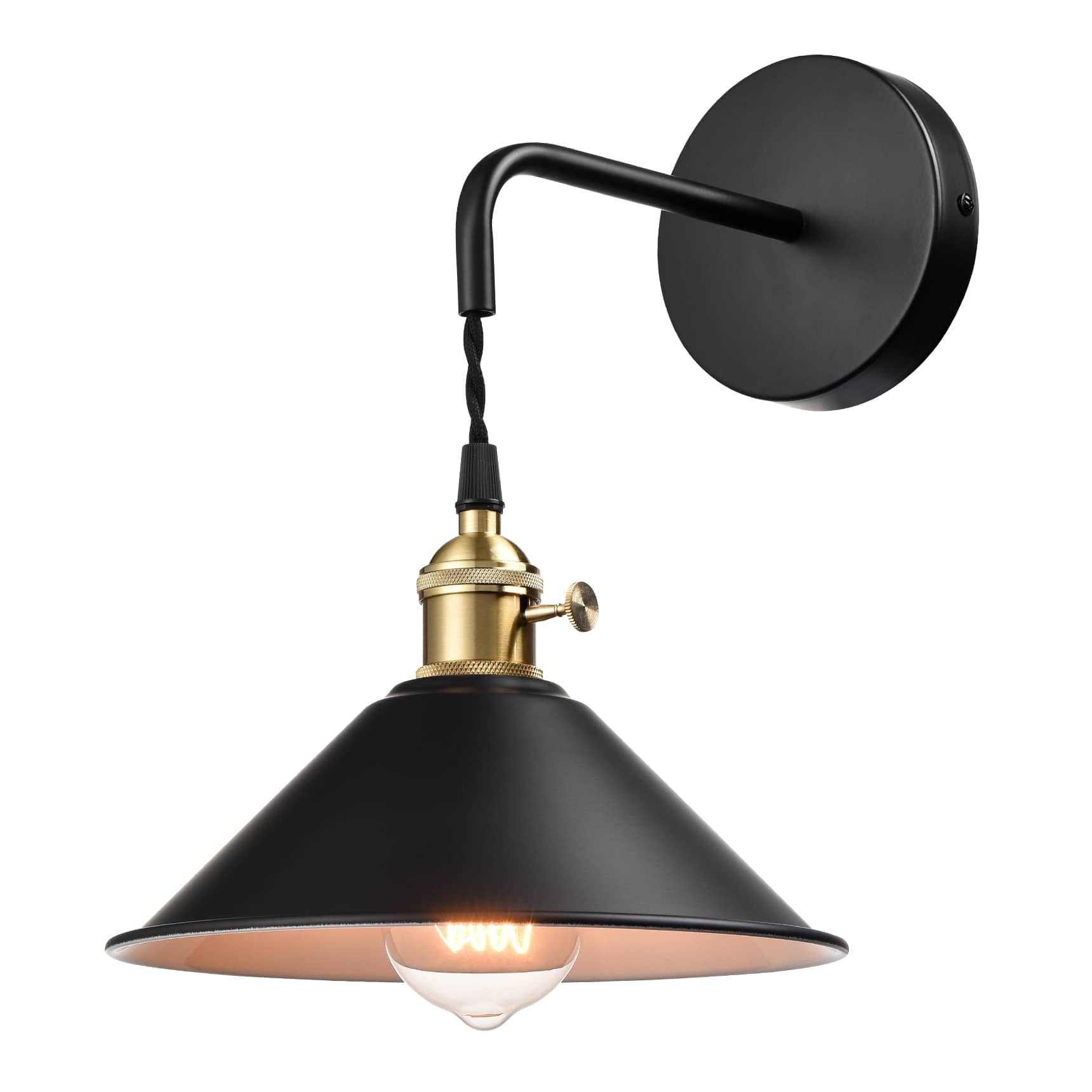 Industrial Farmhouse Black Wall Sconce with Switch