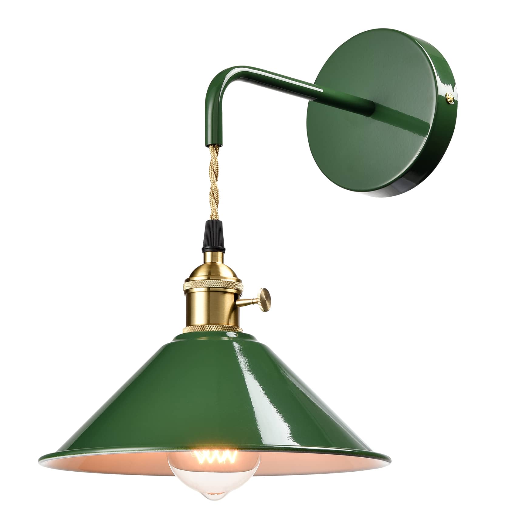 Modern Nordic Wall Sconce Green Shade with Switch