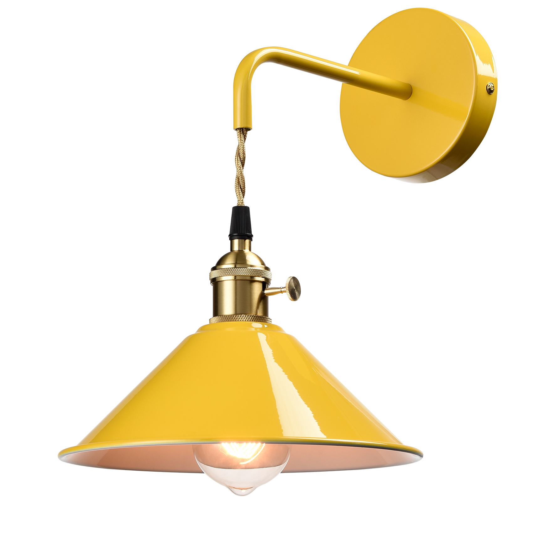 Macaron Yellow Wall Sconce mini Metal Shade with Switch