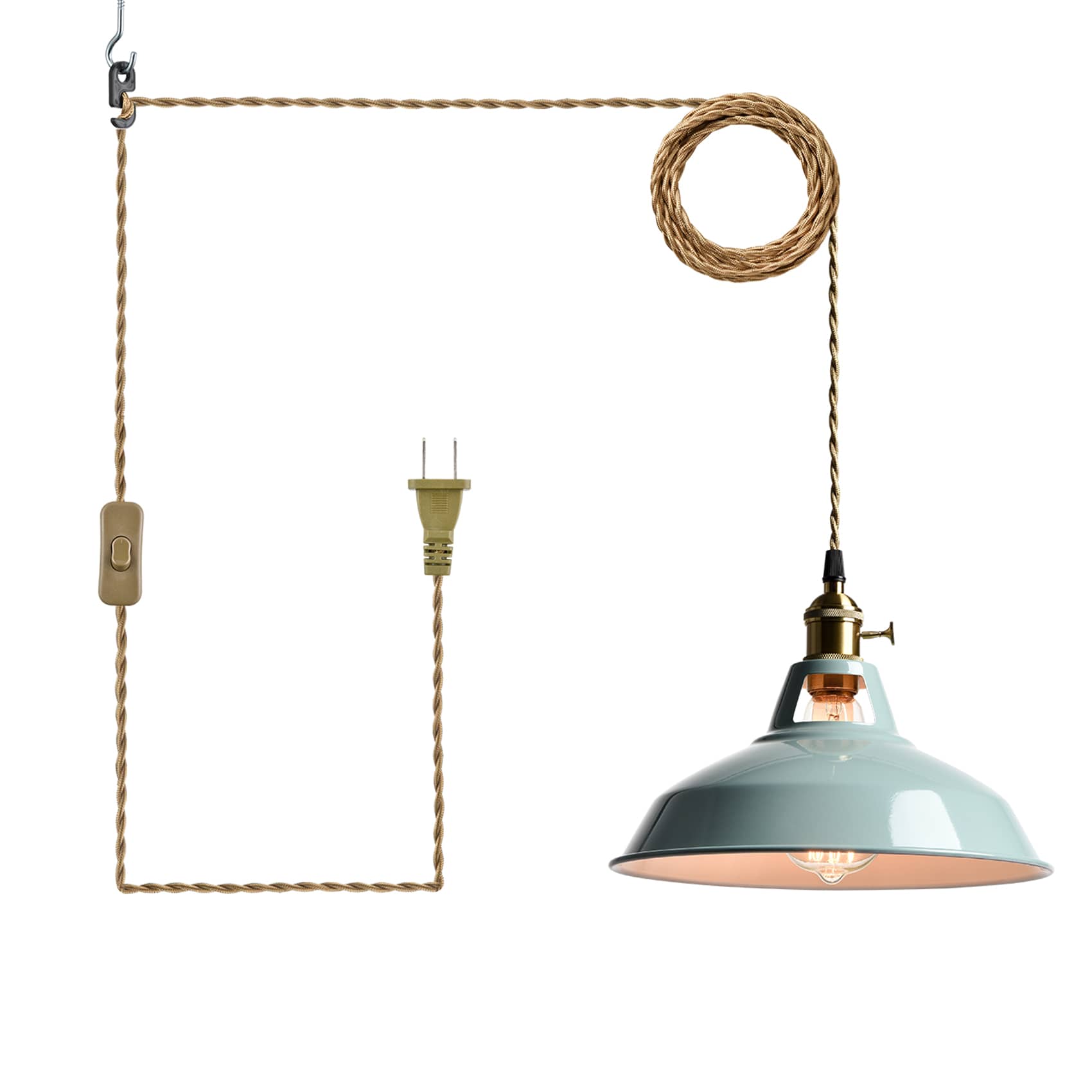 Modern Plug-in Pendant Light Adjustable Height Sea Blue