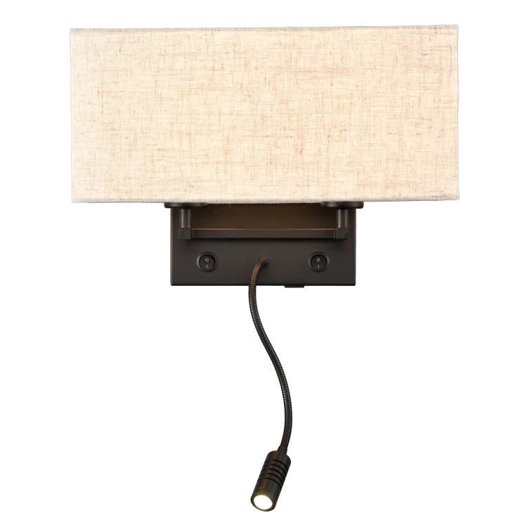 Black Wall Mounted Bedside Lamps with Switch USB Ports and LED Reading