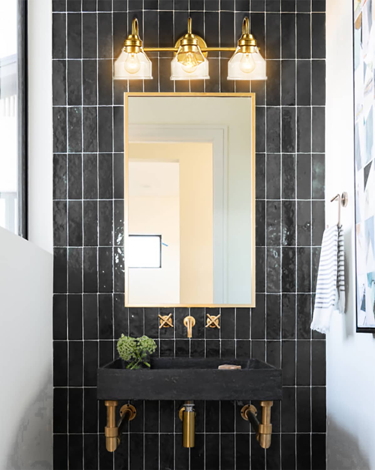 Modern 3-Light Gold Vanity Lights Bathroom Lighting | Claxy