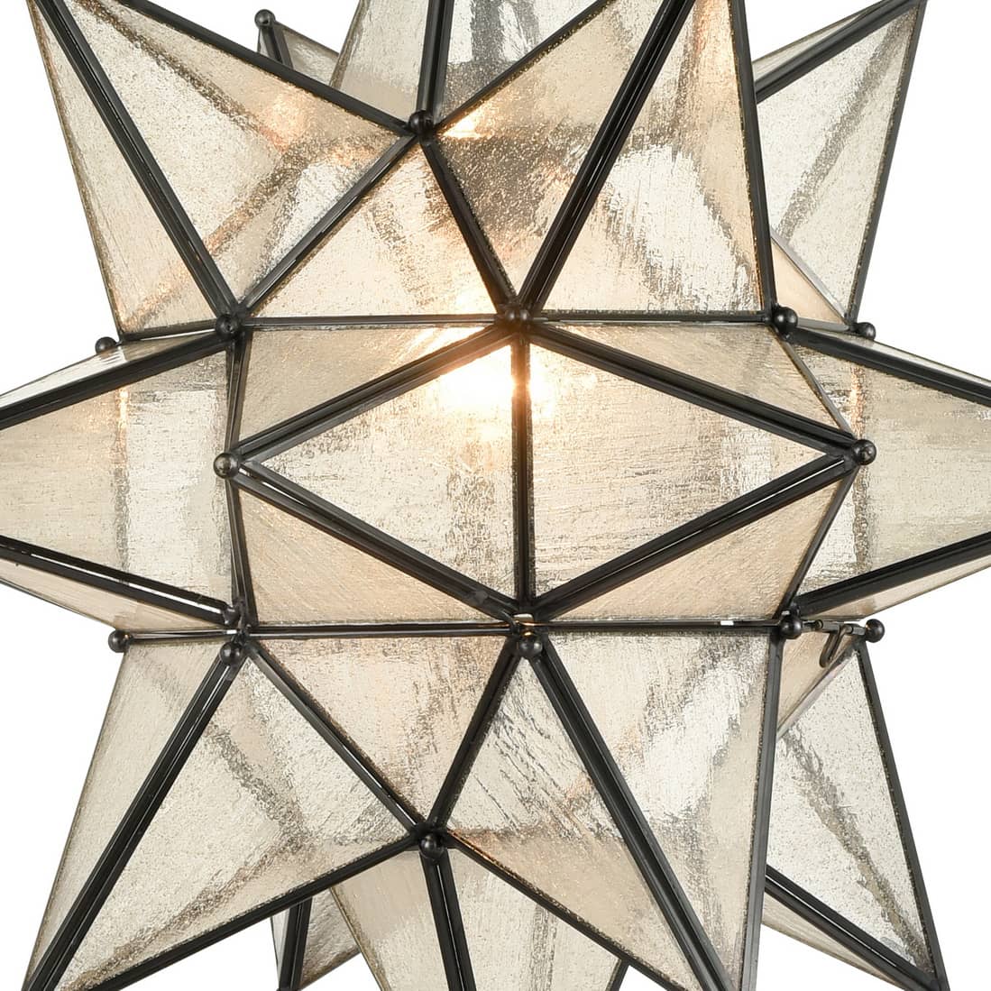 Black Moravian Star Pendant Chandelier Seeded Glass