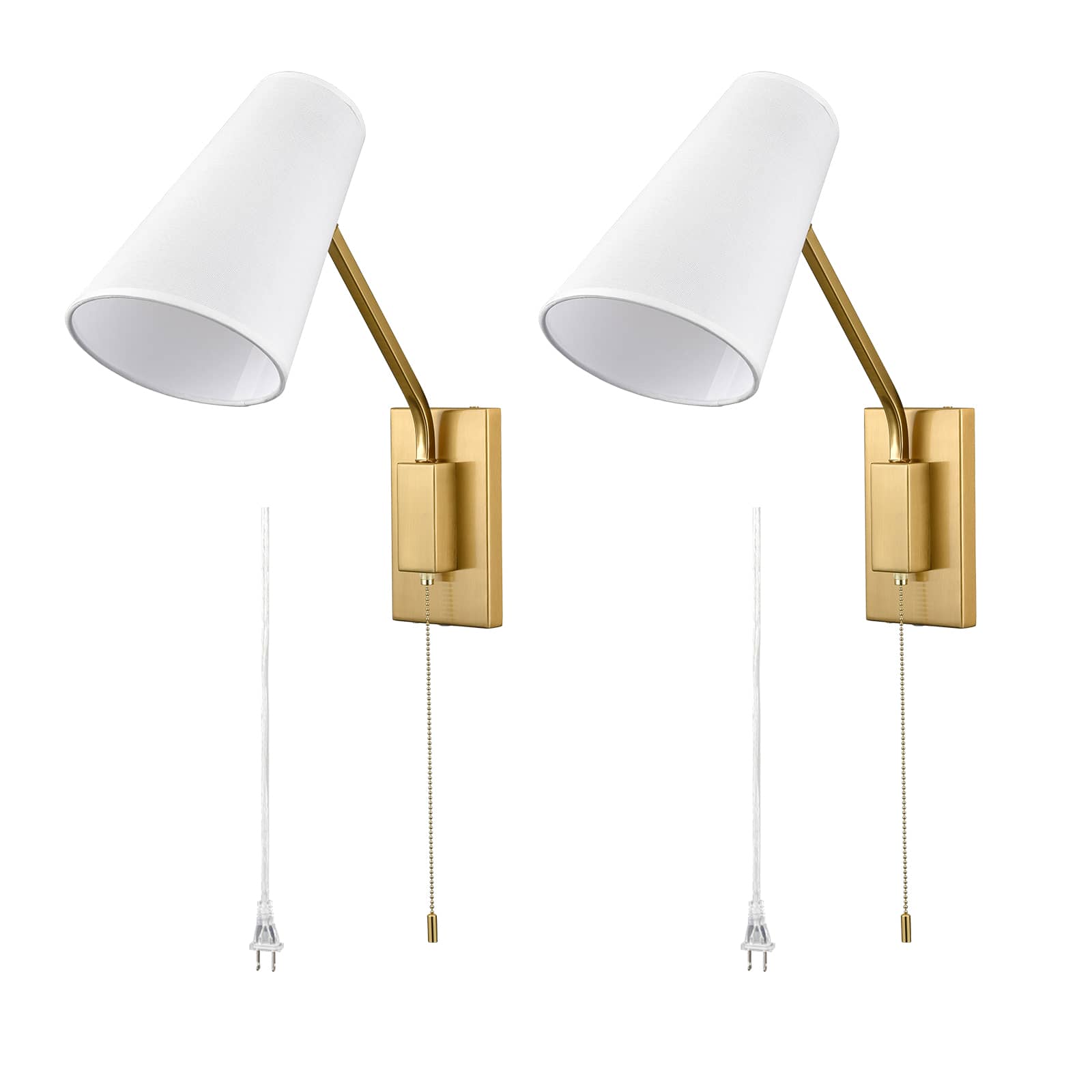 ボトムスス単品 Optimant Lighting Gold Wall Sconce, Modern Plug-in or Hardwired  Adjustable Swing Arm Wall Mounted Light, Pack