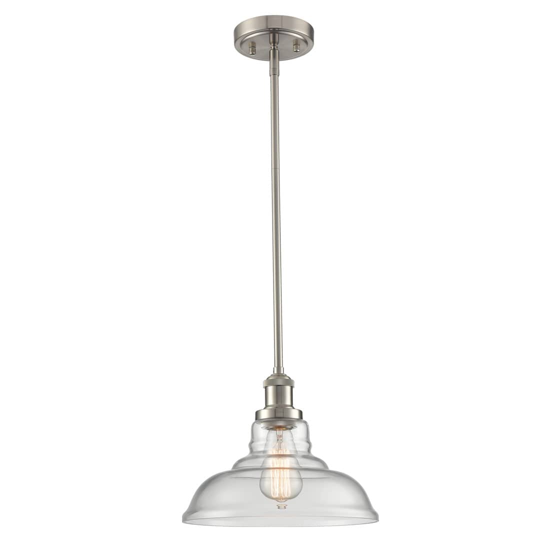 Island Pendant Light Clear Glass ,Brushed Nickel | CLAXY