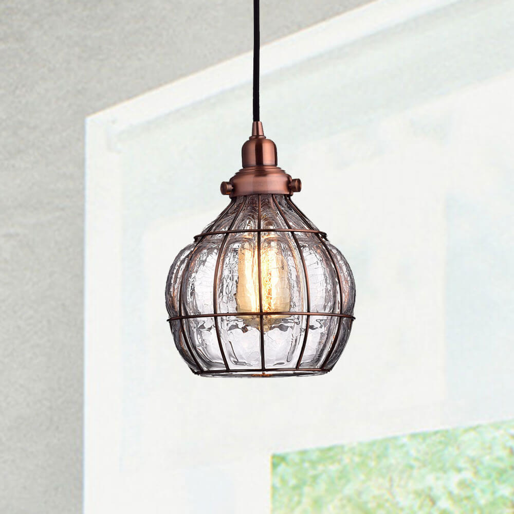 Cracked glass pendant lights