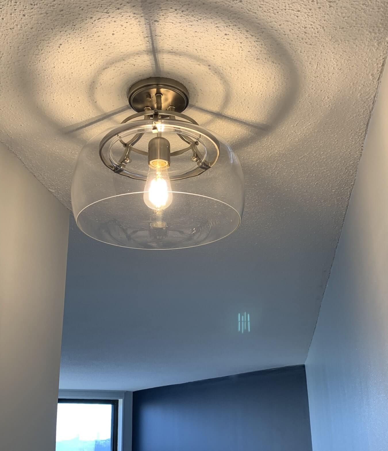 Brushed Nickel Modern Ceiling Light Fixture With Clear Glass Shade