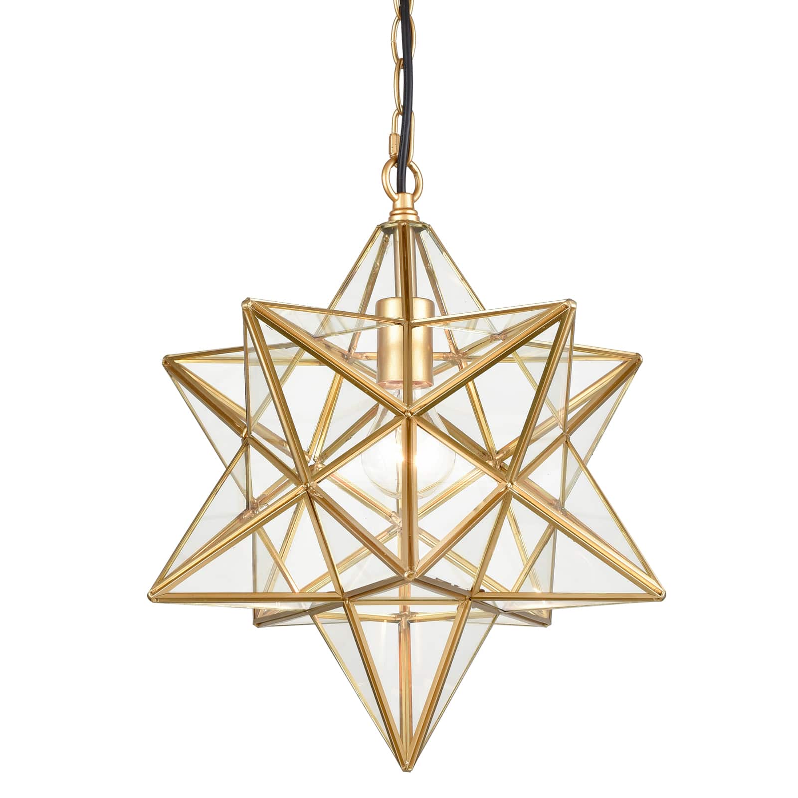 Gold Modern Clear Glass Moravian Star Pendant Light | Claxy