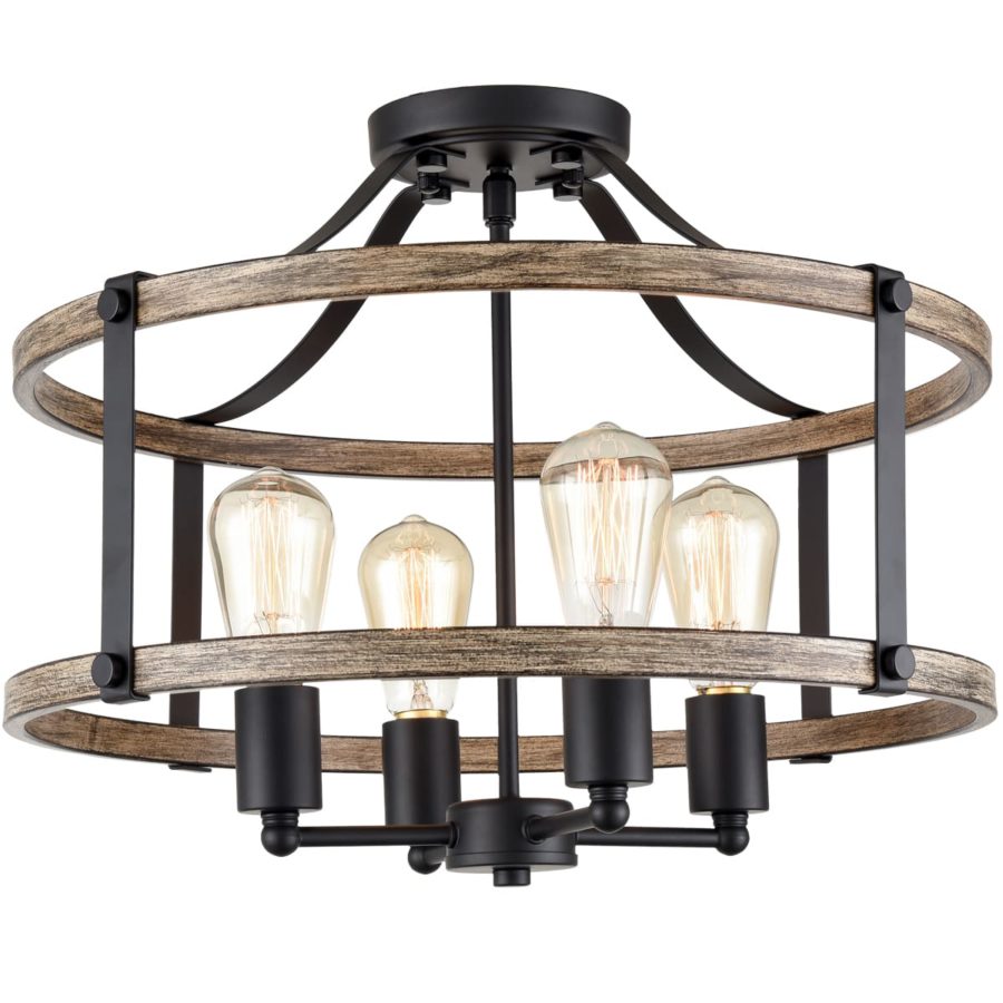 Farmhouse Semi-flush Mount Ceiling Chandelier | Claxy