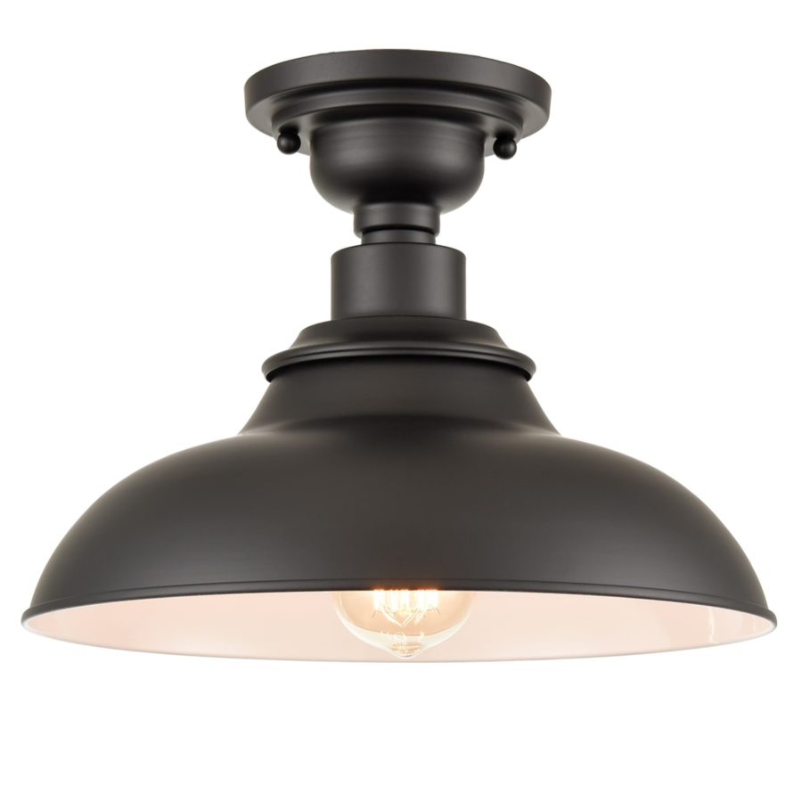 Semi-gloss Black Farmhouse Semi-flush Ceiling Light | Claxy