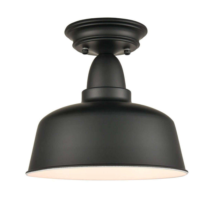 Matte Black Farmhouse Barn Shape Semi-flush Mount Ceiling Light | Claxy